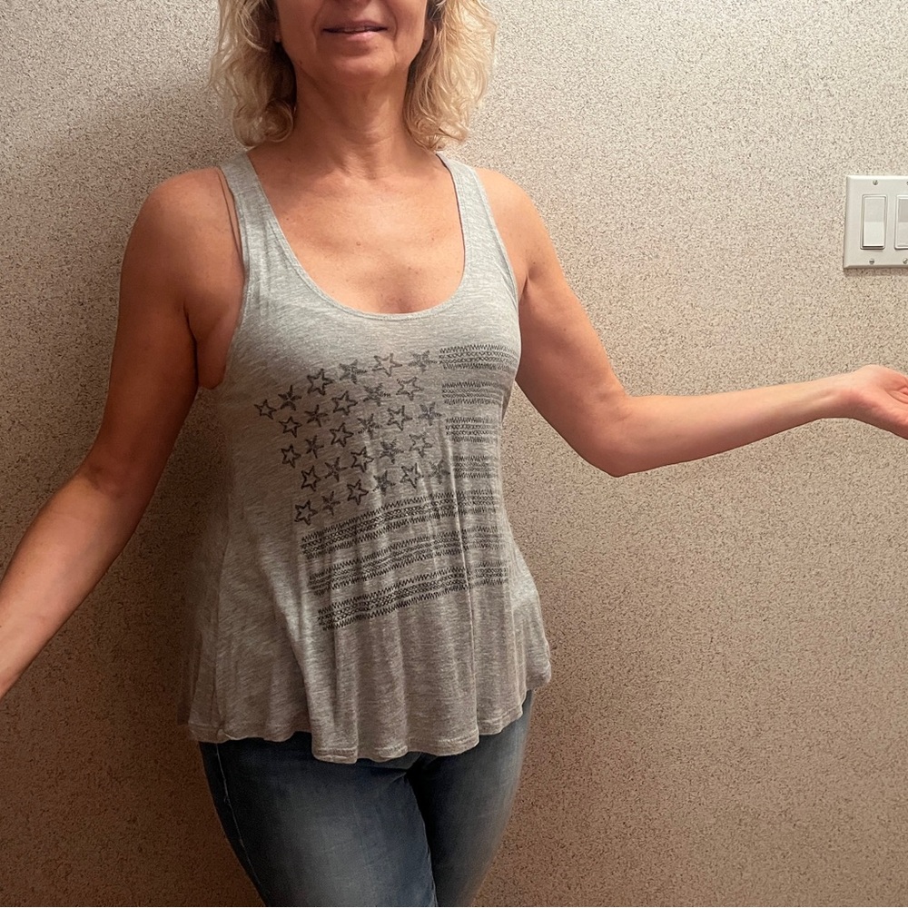 Gray Star Patterned Women's Tank Top